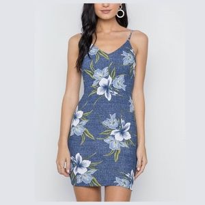 🆕 DENIM BLUE TROPICAL FLORAL CAMI MINI DRESS